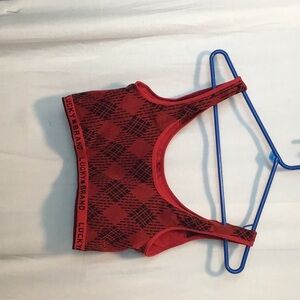 Lucky Brand Red and Black Plaid Sports Bra